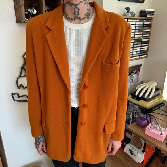 Vintage Jackets & Blazers - 💀 SOLD 💀 Vintage 80s Burnt Orange Wool Cashmere Blend Lined Blazer ~ Size Small